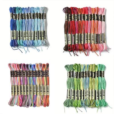 12 Skeins Gradient Color Cross Stitch Floss Embroidery String 6 Strands Friendship Needlepoint Yarn for Sewing Bracelet Making