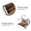 Portable Multifunctional Removable Laptop Desk with Wheels Drawer Bed Sofa Books Ancient Oak
