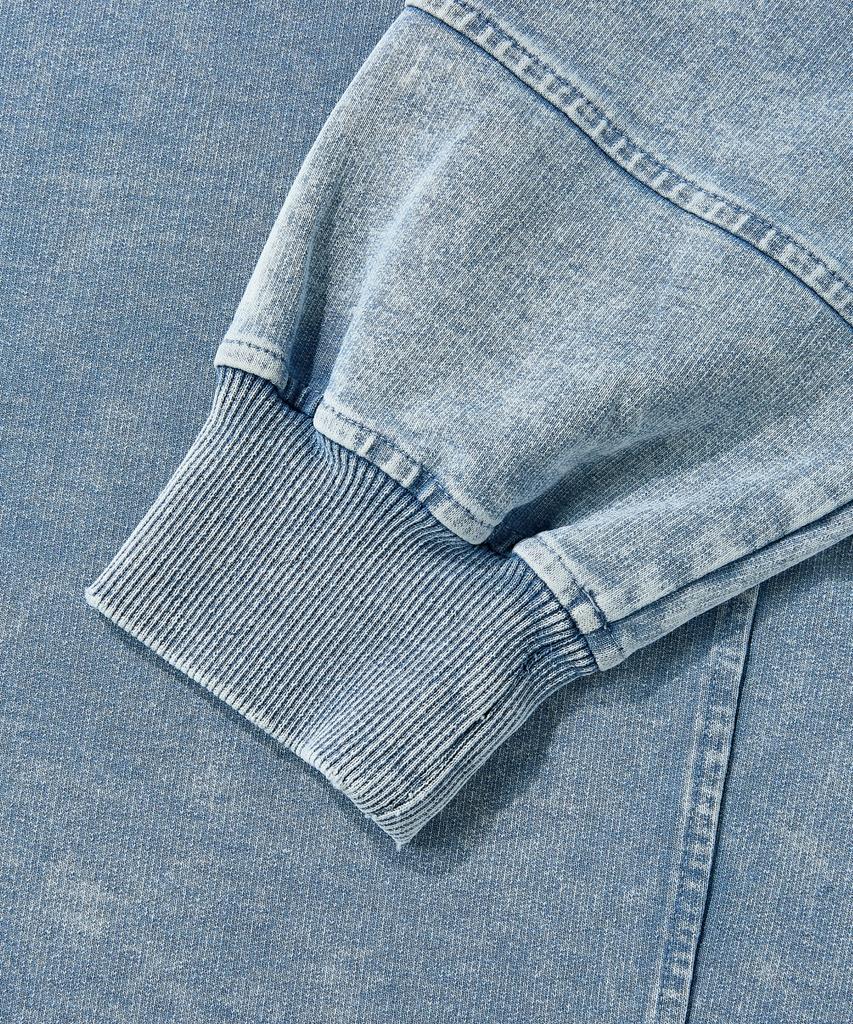 Beodeonteu Knit Denim Washed Sweatshirt [Light Blue]