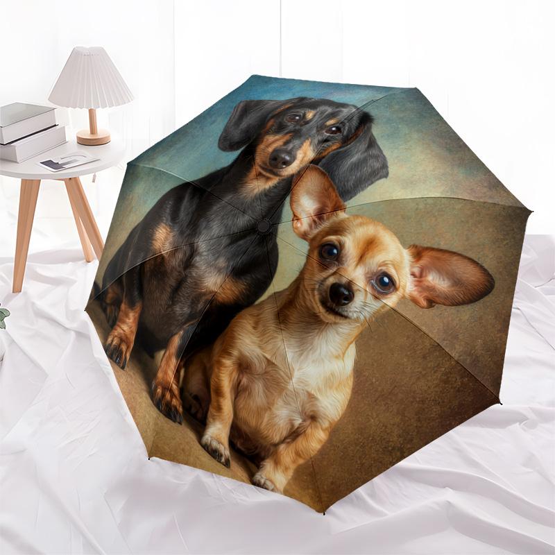 1 PC Automatic Folding Umbrella - Dogs Pattern, Portable & Foldable Design with 8 Ribs, Christmas Birthday Gifts