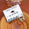Vintage Turquoise Tibetan Silver Color Earring Sets For Women Boho Ethnic Geometric Heart Shape Leaf Shell Drop Earrings Jewelry