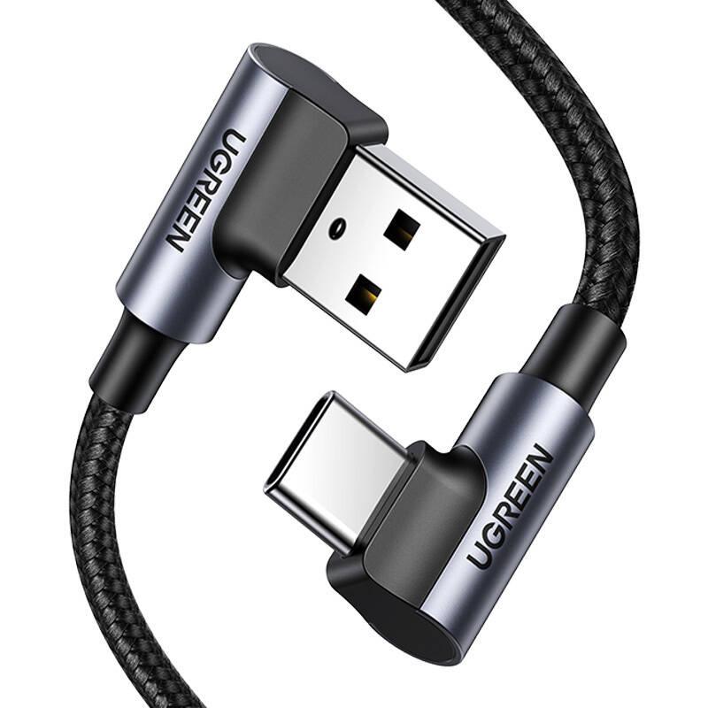 Kabel Usb Do Usb-C, Kątowy Ugreen Us176, 3A, 1M (Czarny)