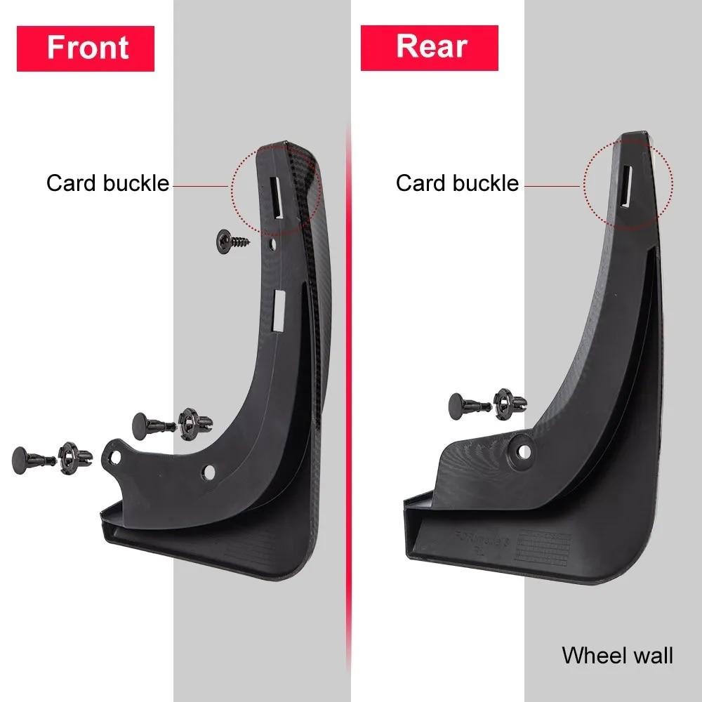 Mud Flaps Mudguards For Tesla Model 3 Y 2017- 2022 2023 Plastic Splash Guards Fender 4Pcs/set Black White Carbon Fiber Color