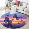 Butterflies Sunset Round Area Rug,Carpet Rug for Living Room Bedroom Sofa Playroom Decor,Non-slip Floor Mat