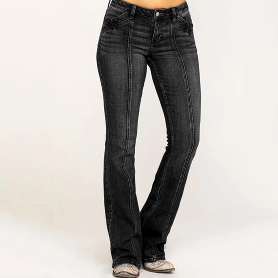Damen Jeans Low-Rise Used Schlaghosen