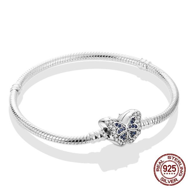 

Дизайнерский браслет-цепочка с искрящейся бабочкой, лапой, сердцем, змеей, подходит для женщин, из стерлингового серебра 925 пробы, из бисера, ювелирные изделия чёрный