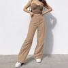 Color Solid Womens High Waist Wide Leg Slimming Casual Fashion Pants Corduroy
