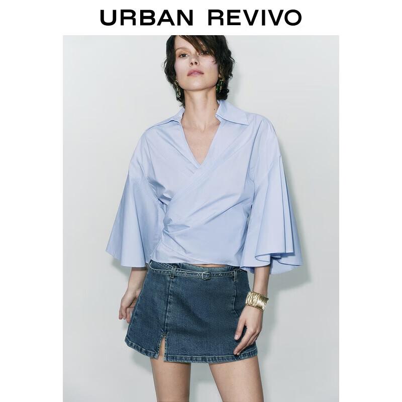 UR 2025 Women s Summer Loose Bowknot Open-Front Shirt M