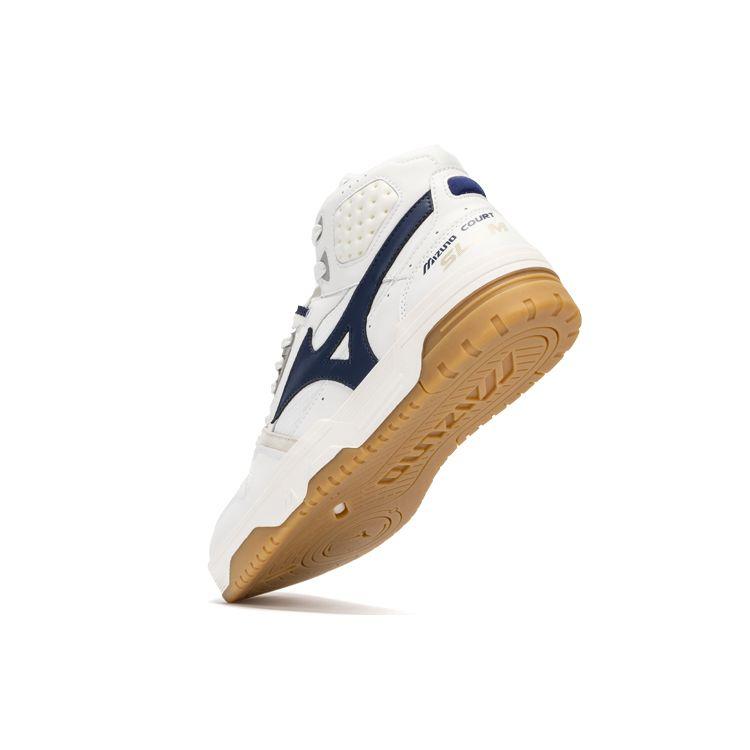 Mizuno Court Slam Hi Trendy Casual High-Top Sneakers Unisex Sneakers White Navy D1GH222402