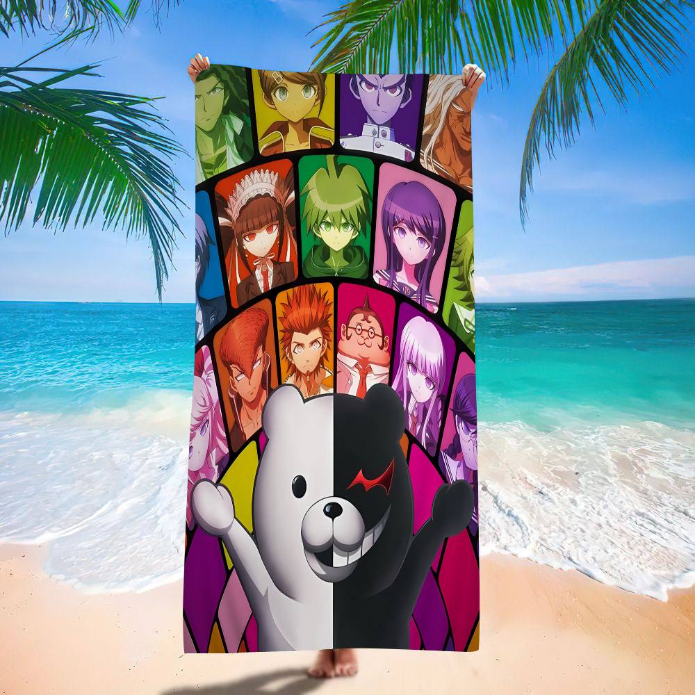 Anime Game D-DanganRonpaS Bath Towel Microfiber Soft Water Absorbing Breathable For Girl Kids Decorative Cartoon Beach Towel