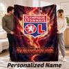 Lyon FC Personalized Flannel Blanket Custom Name Text Soft Throw Blanket Home Decor