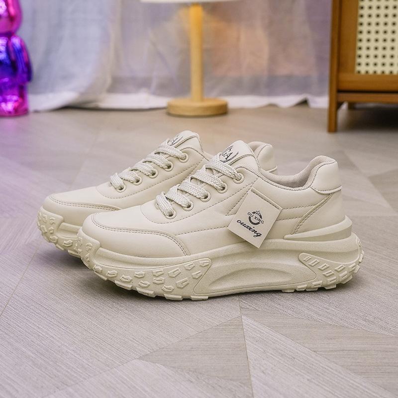 Adidași de damă de primăvară, pantofi albi mici, pantofi noi cu platformă, pantofi de tată, pantofi de bord versatili și respirabili pentru studenți, pantofi de damă