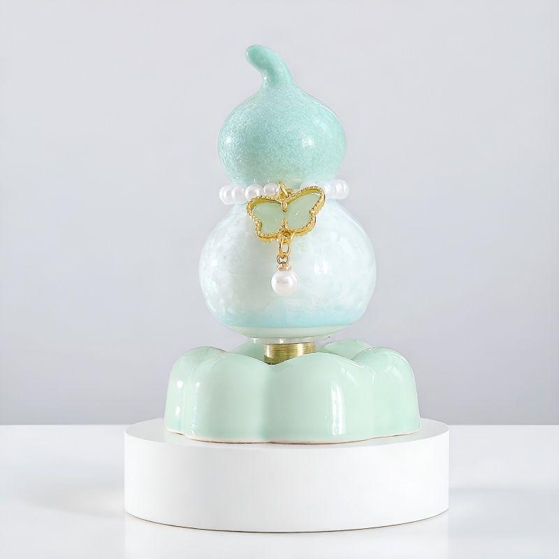 Ceramic Gourd Spinner: Crystalline Glaze Ornament Toy & Souvenir