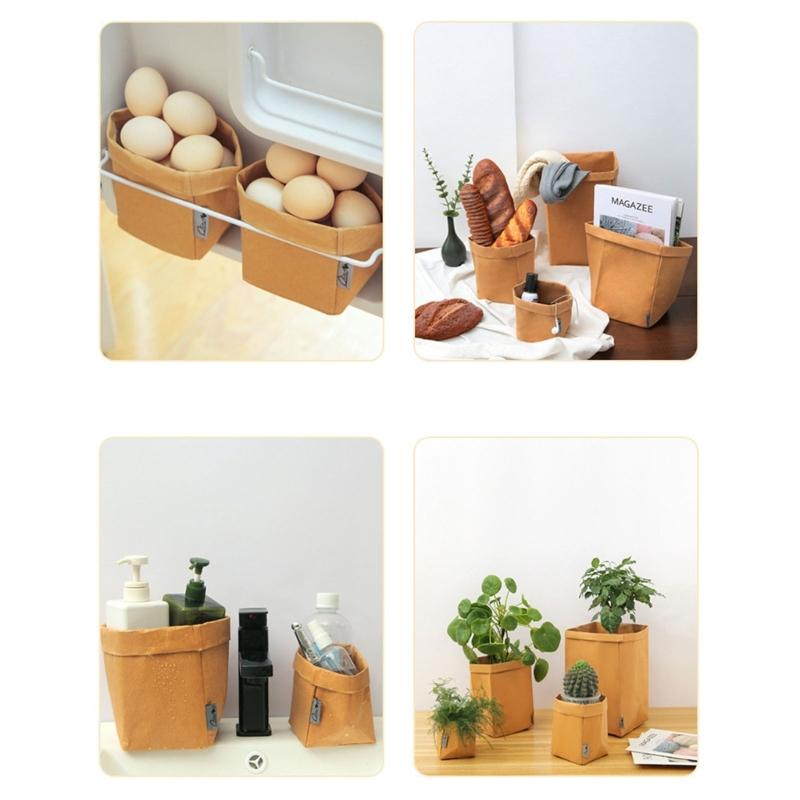 Multipurpose Foldable Kraft Paper Bags for Vegetables and Snacks Portable and Waterproof Convenient for Easy Carrying