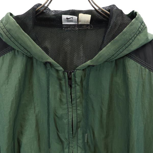 Nike 90s 00s White Tag Old Long Sleeve Half Zip Parker Khaki Logo Men's Used