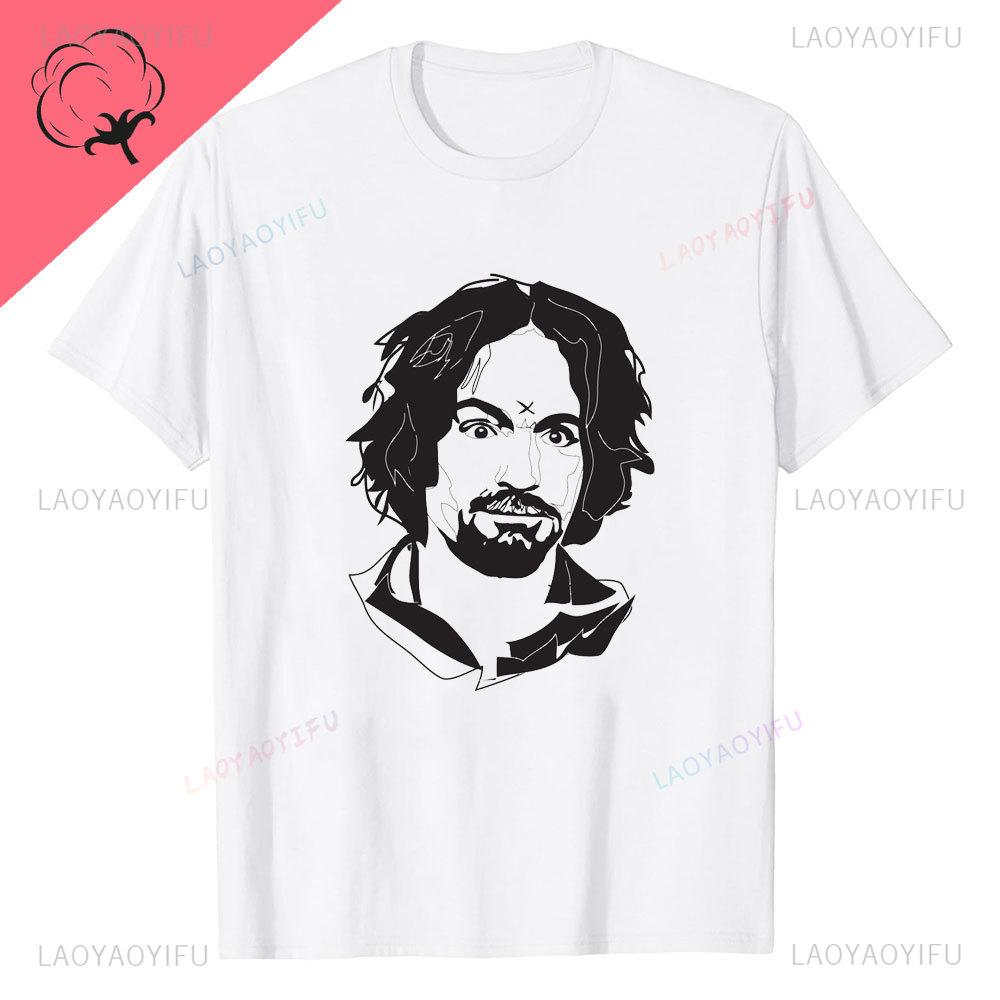 Neue Charles Manson Kurzarm Ästhetik Harajuku Streetwear Lässig Einzigartig Mode Belüftet Herren Sommer Bedrucktes T-Shirt Oberteile