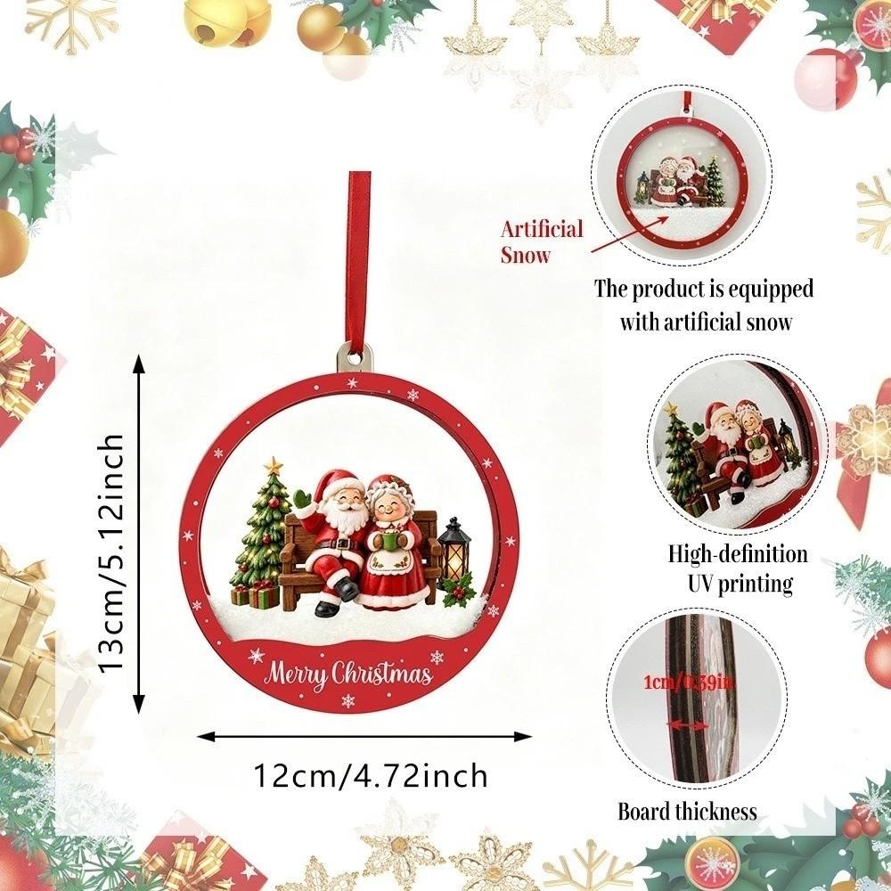 Flowing Snow Christmas Tree Ornaments Snowman House Xmas Hanging Pendant Transparent Acrylic Santa Claus Christmas Decorations