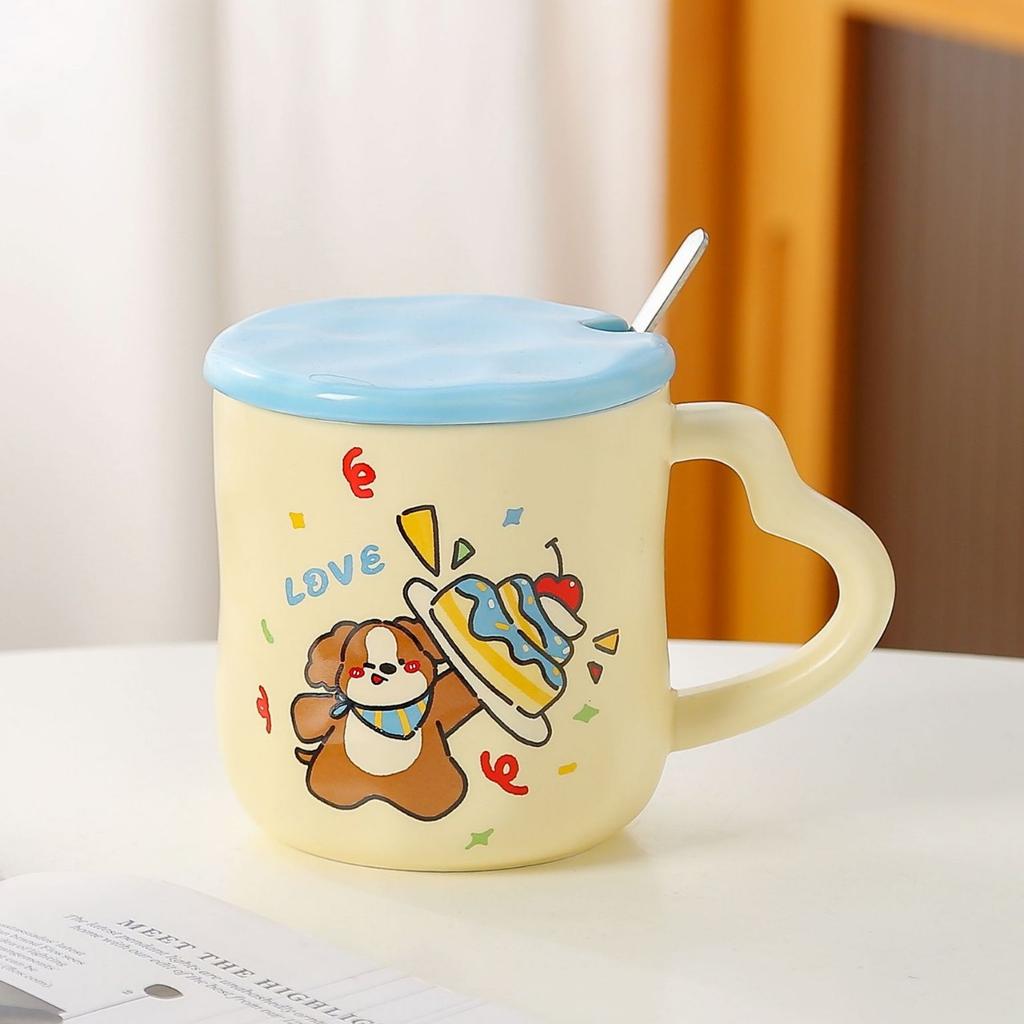 Cartoon Niedlicher Welpe Keramiktassen Paar Tassen Tassen mit hohem Erscheinungsbild Trinkbecher mit großem Fassungsvermögen Heim Frühstück Milchbecher