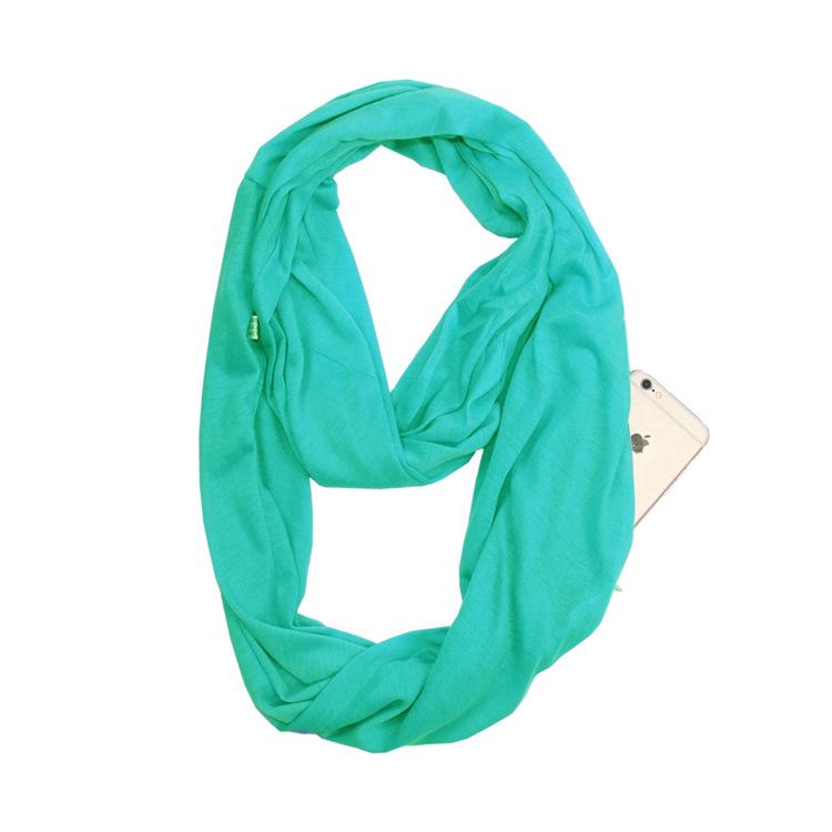 Solid Color Infinity Scarf with Storage Pocket for Women