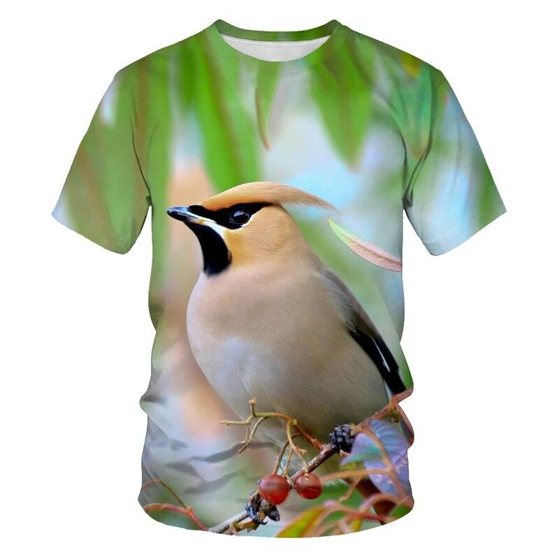 Fashion All Kinds of Birds T Shirt for Men Fun Trend Personality Printed Round Neck Tees Hip Hop Harajuku Streetwear Tops