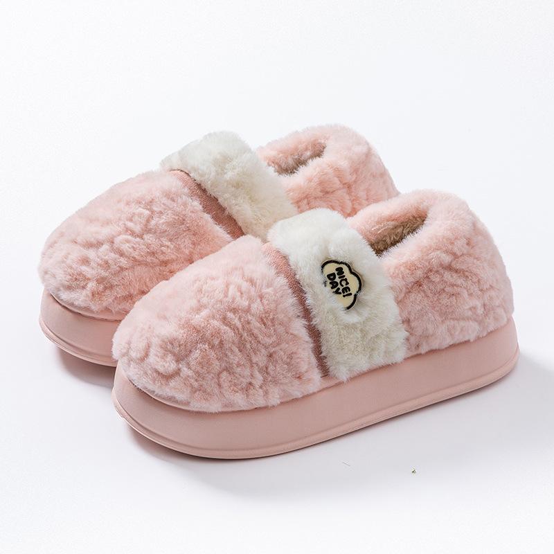 Heel Cotton Slippers 2025 New Winter Piled Thickened Indoor Home Warm Couple Wear Plush Cotton Shoes