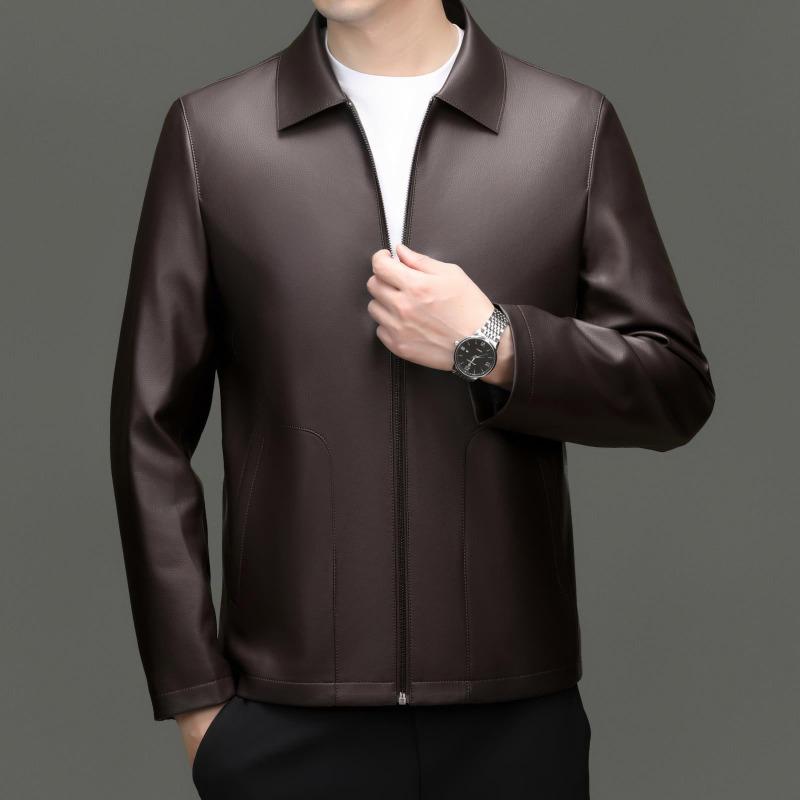 Men's Genuine Leather Jackets Men's New Autumn and Winter Dad Clothes Middle-aged Men's Leather Jackets