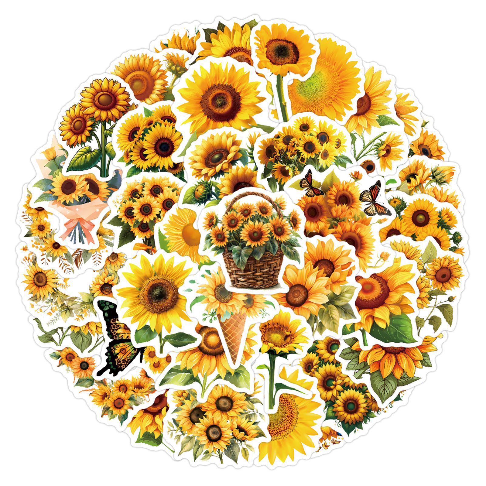 Wasserdichte Sonnenblumen Graffiti Aufkleber - 60 Blatt für Roller, Notizbücher und Trinkbecher brown