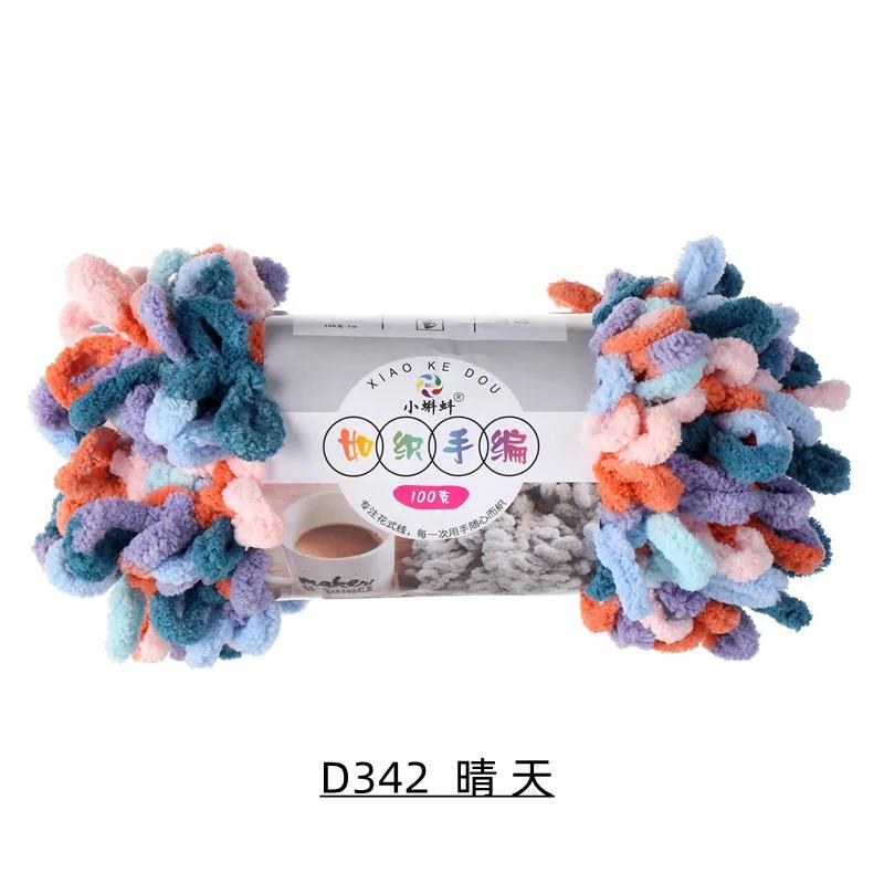 5 Stück 100g/Rolle Flauschiges Fingerloop-Garn Ohne Nadeln Polyester Dickes Riesen-Chenille-Garn für Handgestrickte Decken Schals