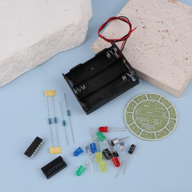 LED Light Kit CD4017 Colorful Voice Control Rotating Electronic Manufacturing DIY Kit Spare Parts Student Laboratory