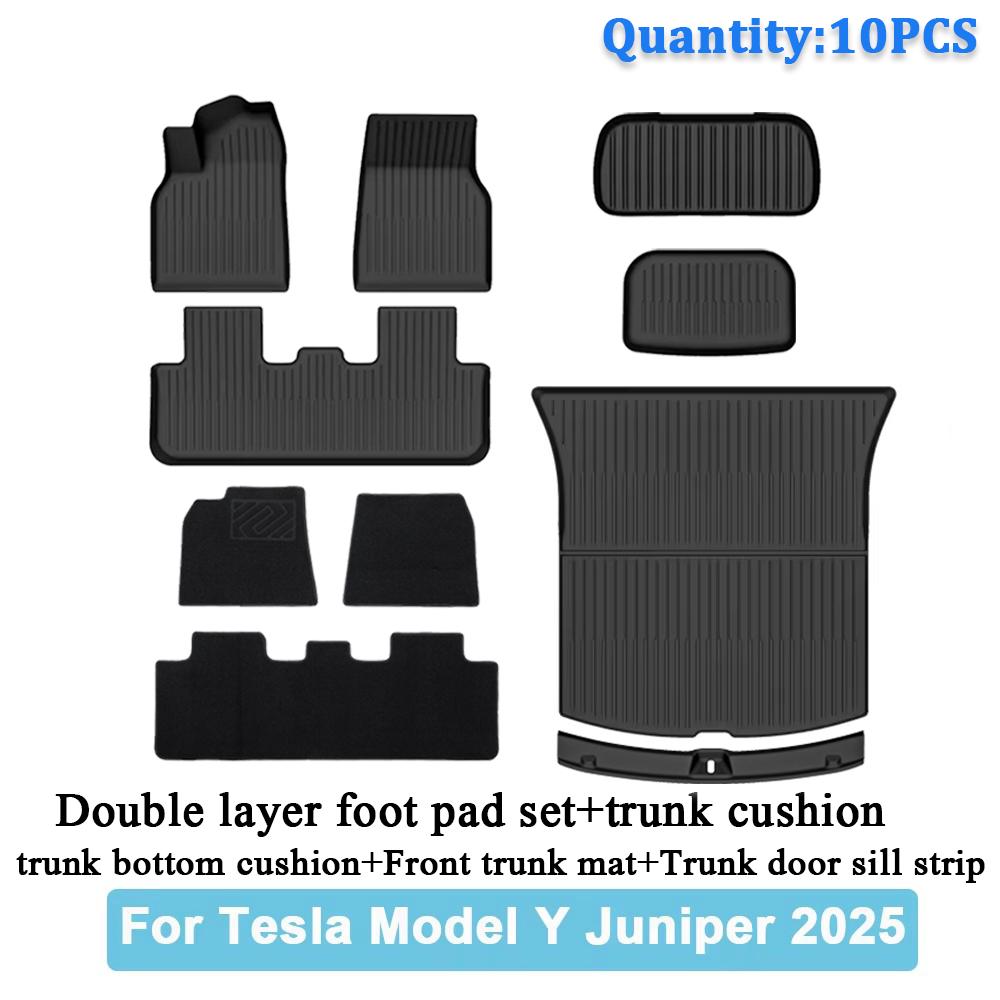 Car Trunk Mats For New Tesla Model Y 2025 Juniper TPE Floor Mats & Cargo Liner All Weather Trunk Mats Floor Liner Backrest Mats