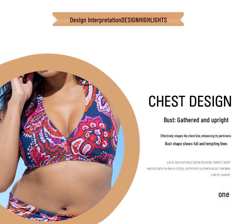 Europäischer & Amerikanischer Übergröße Sexy Print Bikini Set - Damen Zweiteiliger Badeanzug
