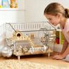 Pet Household Cage Large Hamster Cage 17.7x11.8x13.5 In Enrichment Detachable Crate Pet Mouse Cage for Pet Small Animal House