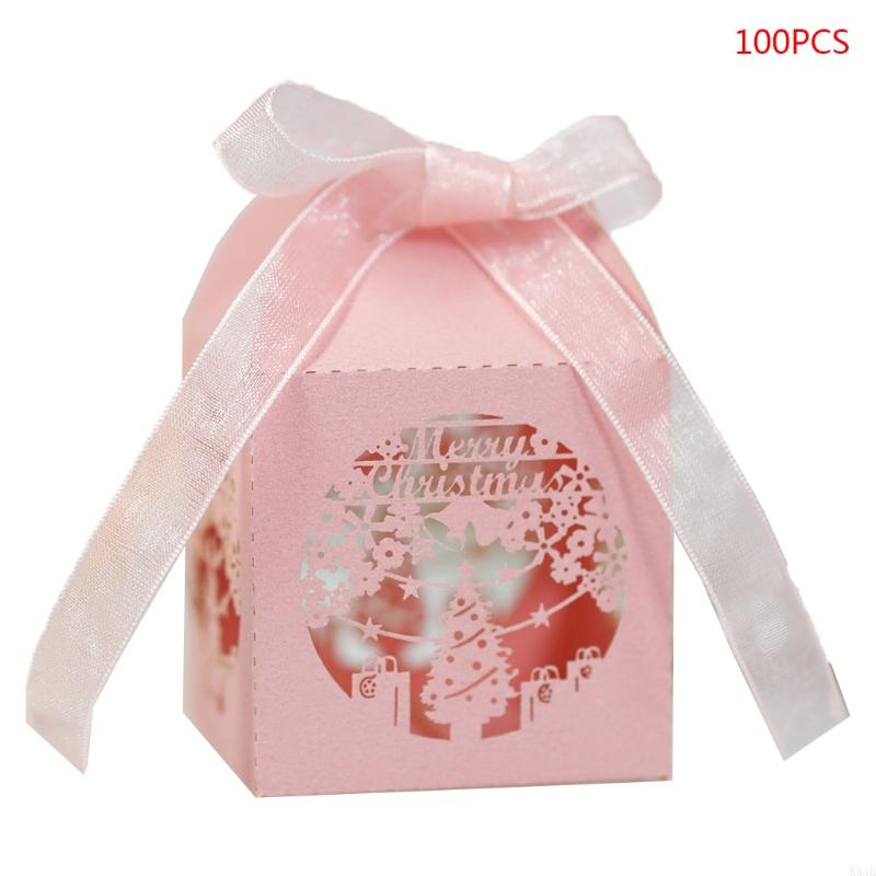 KX4B 100pcs Christmas Snowflake Hollow Favor Gift Candy Box Storage Wedding Party