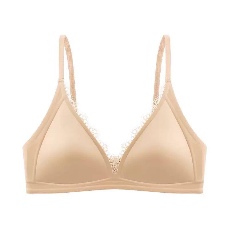 Sommer Ultra-dünne Französische Nahtlose Spitze Dessous mit Dreieckskörbchen & Anti-Hänge Stütz-BH