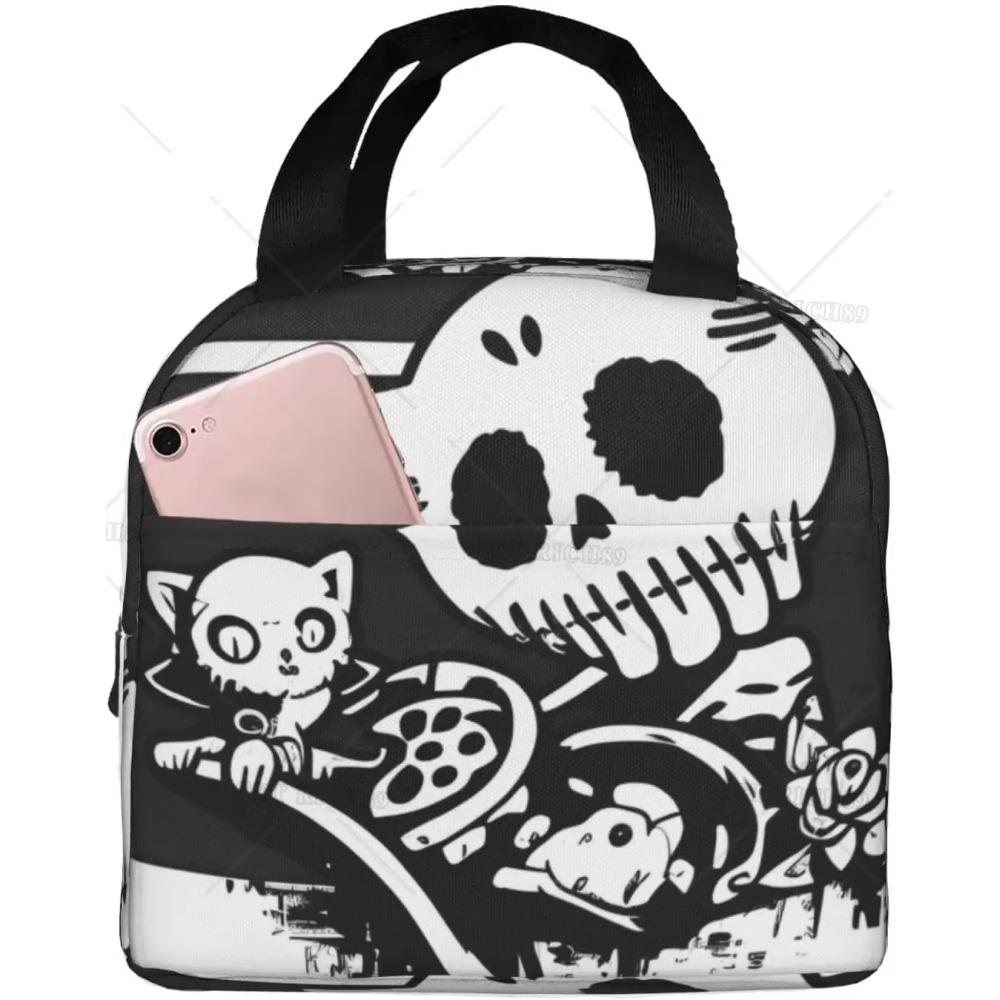 Butterfly Skeleton Cat Insulated Lunch Bag for Women Men, Waterproof Reusable Lunch Cooler Tote,  Lunch Tote for College or Work