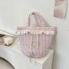 Sweet Bowknot Handbag Large Capacity Fresh Lace Lunch Bag Fashion Bucket Bag  Women