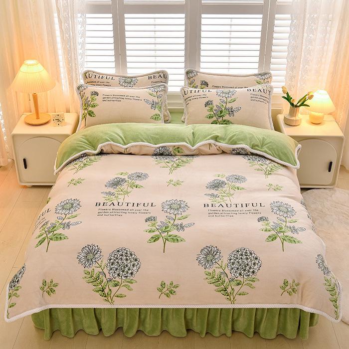 2025 Milch-Samt-Flanell 4-teiliges Set: Bettbezug aus Korallenfleece Klasse A