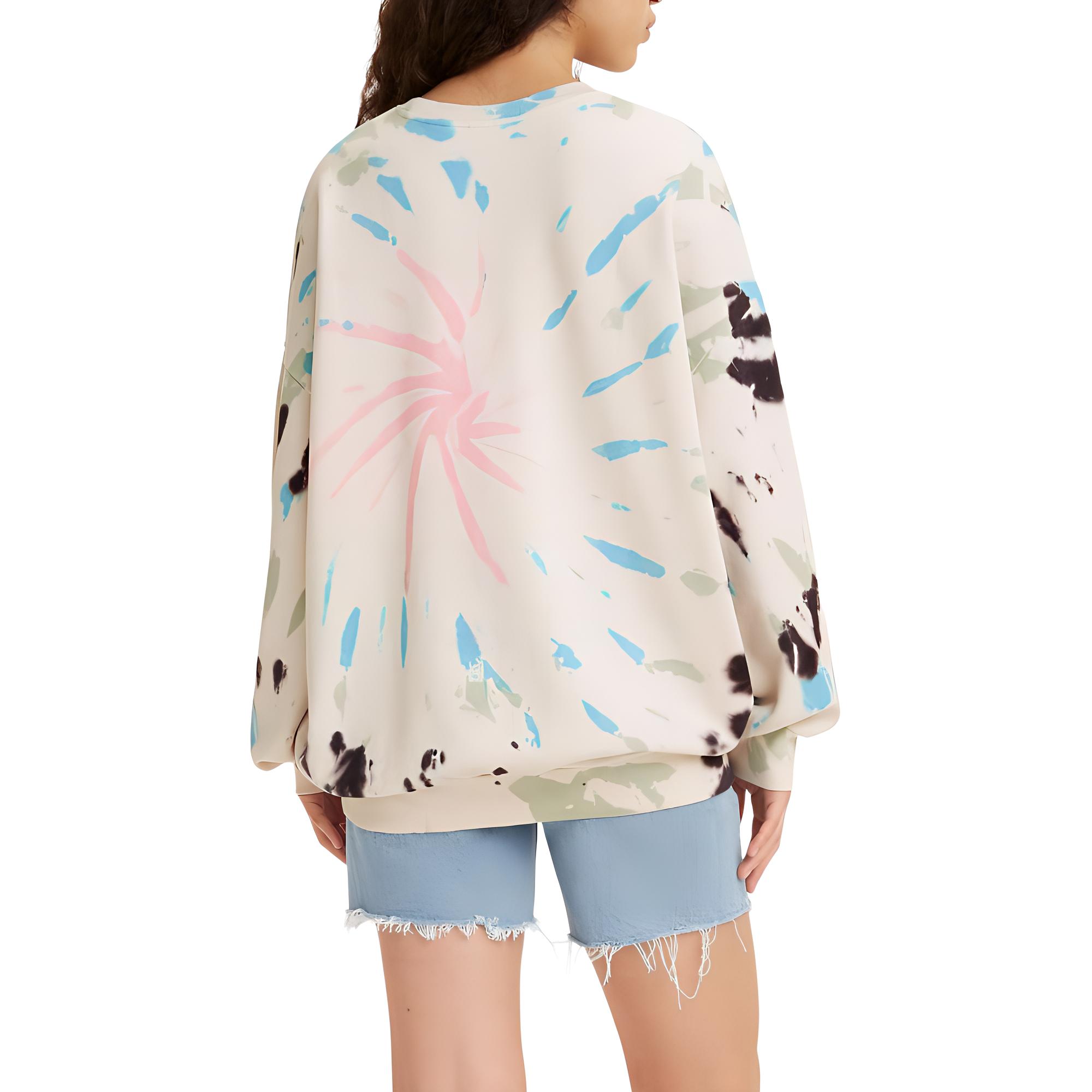 

Levis Свободный крой Со спущенным плечом Тай-дай Хлопковый пуловер с круглым вырезом и длинными рукавами Женский свитшот Белый A0652-0000 XS