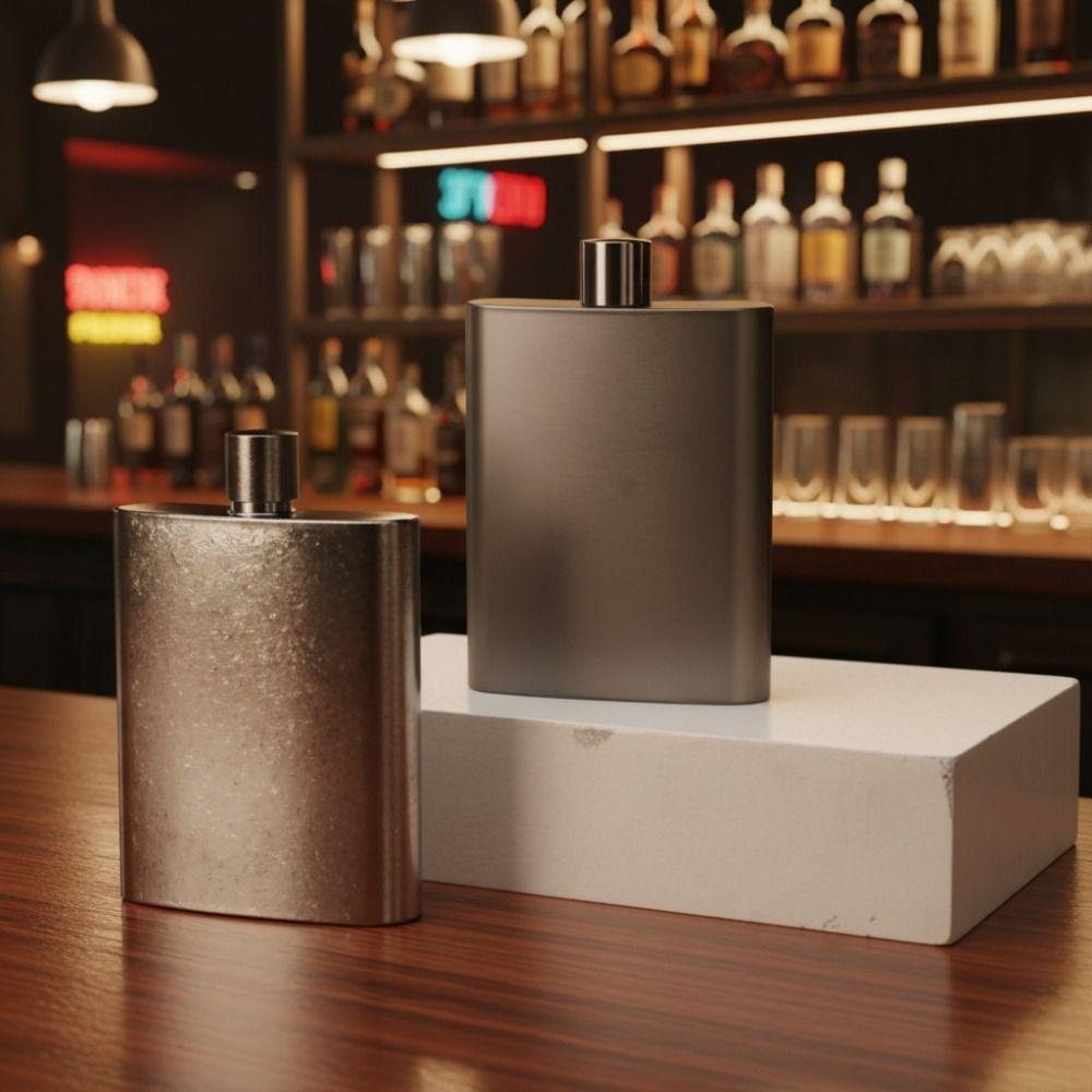 100ML Pocket Wine Flagon Mini Spirit Bottle Simple Pure Titanium Hip Flask Man Gift