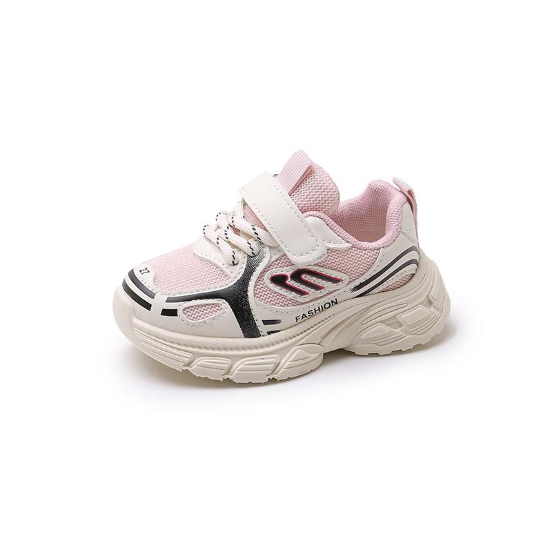 Весна и Осень Новые Девочки Сетчатые Дышащие Папины Кроссовки Детская Обувь Мальчики Кроссовки Легкие Нескользящие Беговые Кроссовки 22 розовый