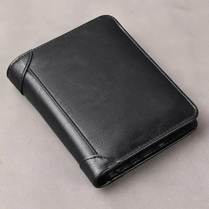 1pc Men's Leather Wallet, Minimalist Vertical Short Business 3 Fold Credit Card Holder