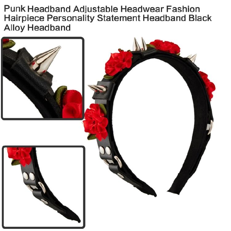 Punk-Schnallen Blumen-Haarreif für Cosplay-Partys 2000er Halloween-Kostüm Haarreif Nieten Nietenbesetzte Haarreifen