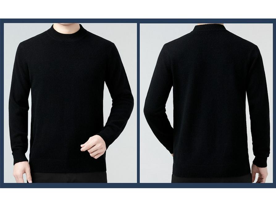 Men's 100% Wool Sweater, 2025 Autumn/Winter, Thickened Warm Half-High Collar, Middle-Aged Dad Knitwear
