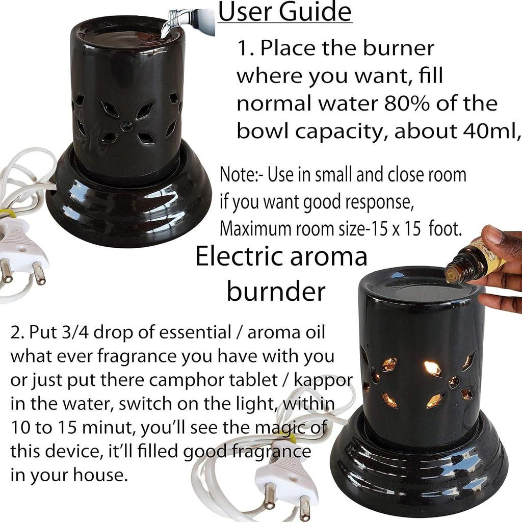 Ceramic Oil Diffuser Electric Small (4.5 Inch, Black)