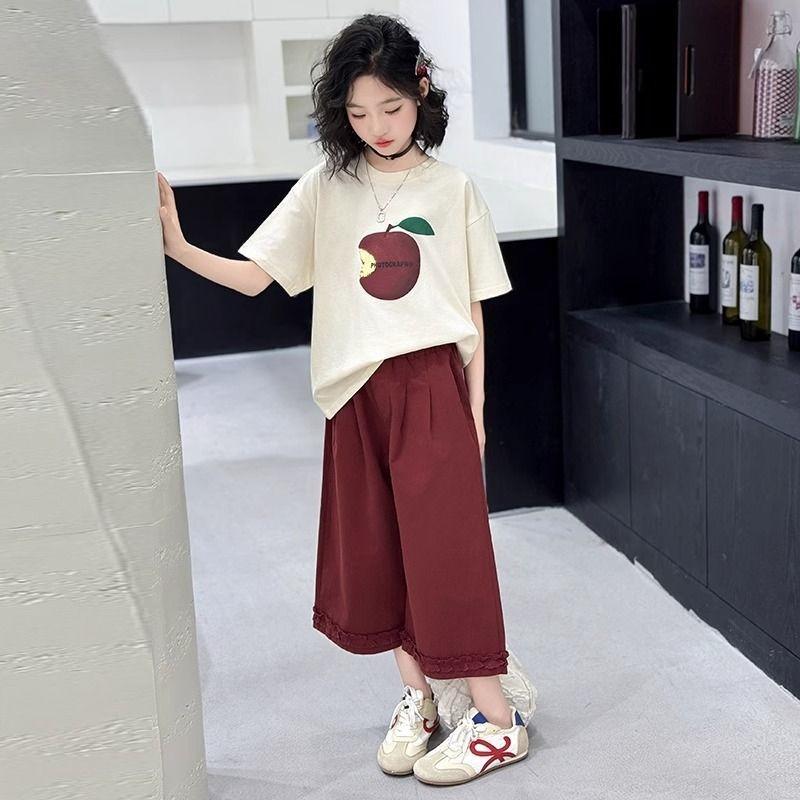 Girls Summer Short Sleeve T-Shirt Design Big Kids Trendy Cool Outfit Fashion Versatile Cute Princess Inspired Casual Top