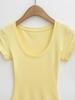 Summer Women's European & American Style Sexy U-Neck Slim Fit Short Sleeve T-Shirt
