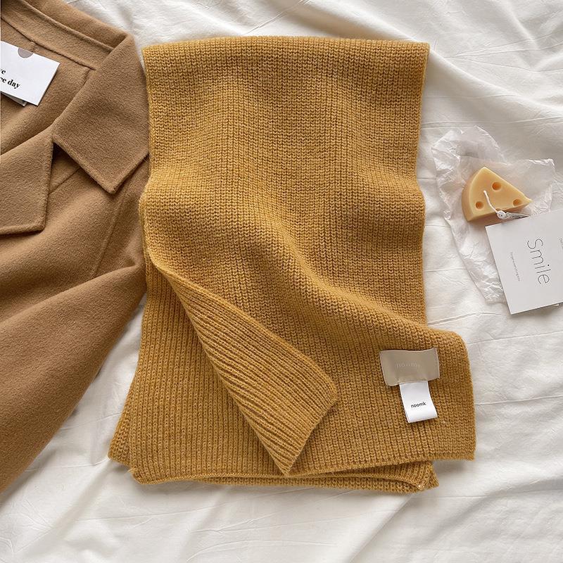 Autumn and Winter New Mars Green/knitted Long Scarf Solid Color Wool Warm Scarf