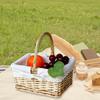 Wicker Picnic Basket with Handle and Washable Liner for Camping Vegetable Picking Mother's Day Thanksgiving Outings