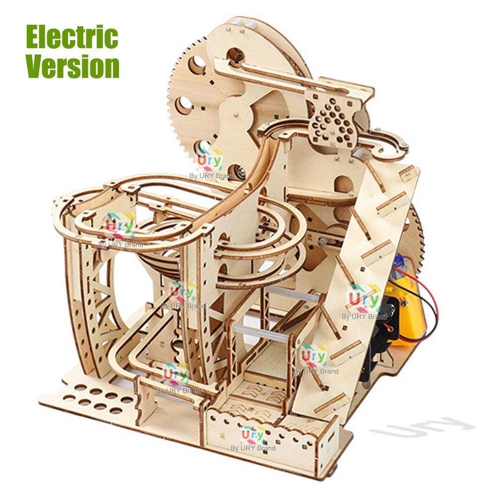 Ury 3D Wooden Puzzle Marble Run Set Track Device Mechanical Manual Model Science High Difficulty Maze Ball Assembly Toy