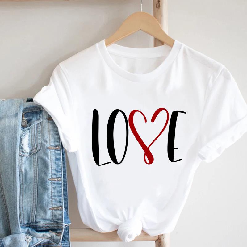 (Asian Size) love trend style  Lady Female Top Printed Women Tee Clothing Casual T Shirt Fashion Graphic Short Sleeve T-shirts